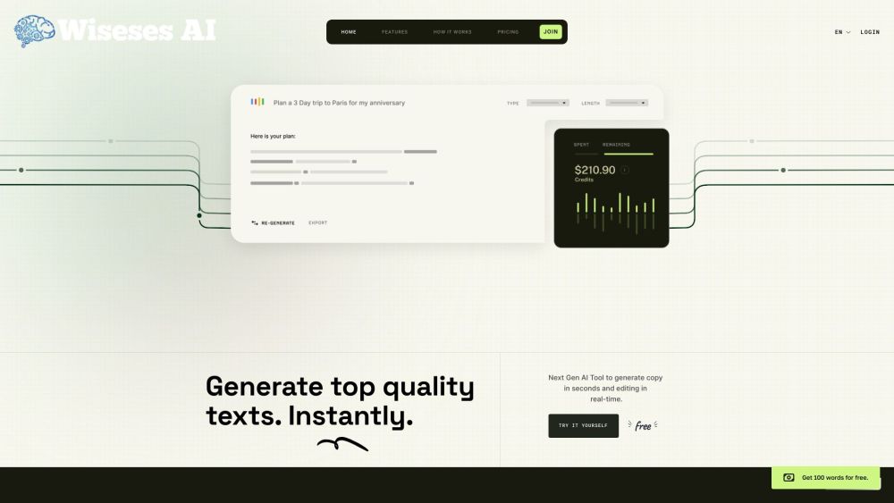 Wiseses Ai website screenshot