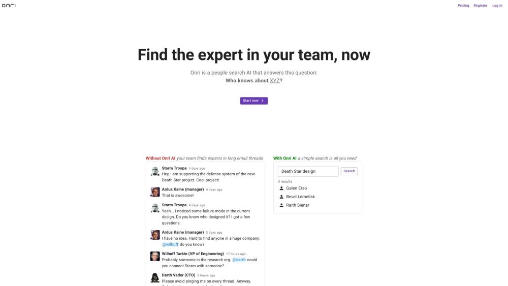 Onri Ai website screenshot
