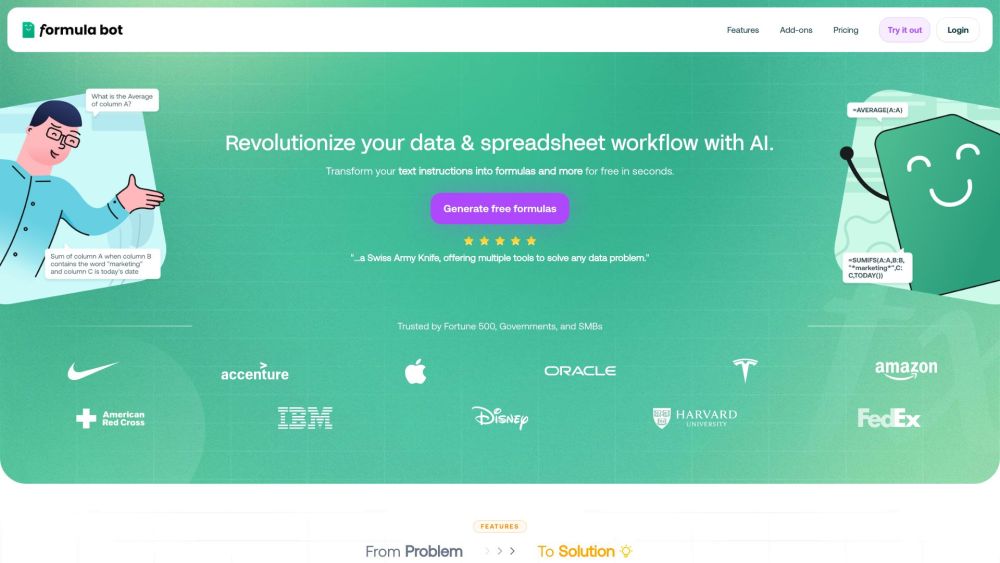 Excel Formula Bot website screenshot