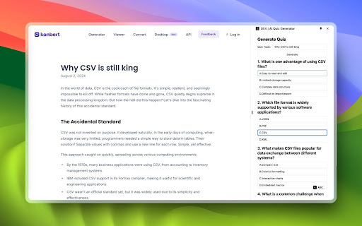 Ai Quiz Generator website screenshot