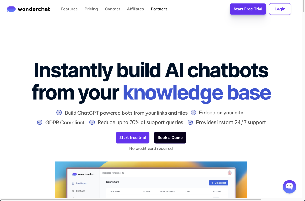 Wonderchat website screenshot