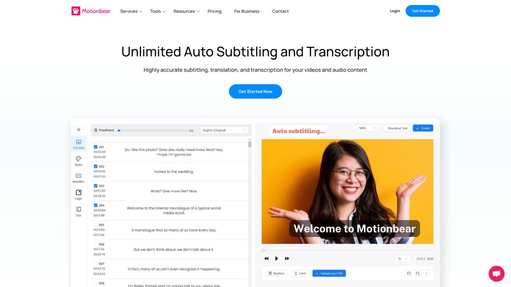 M website screenshot