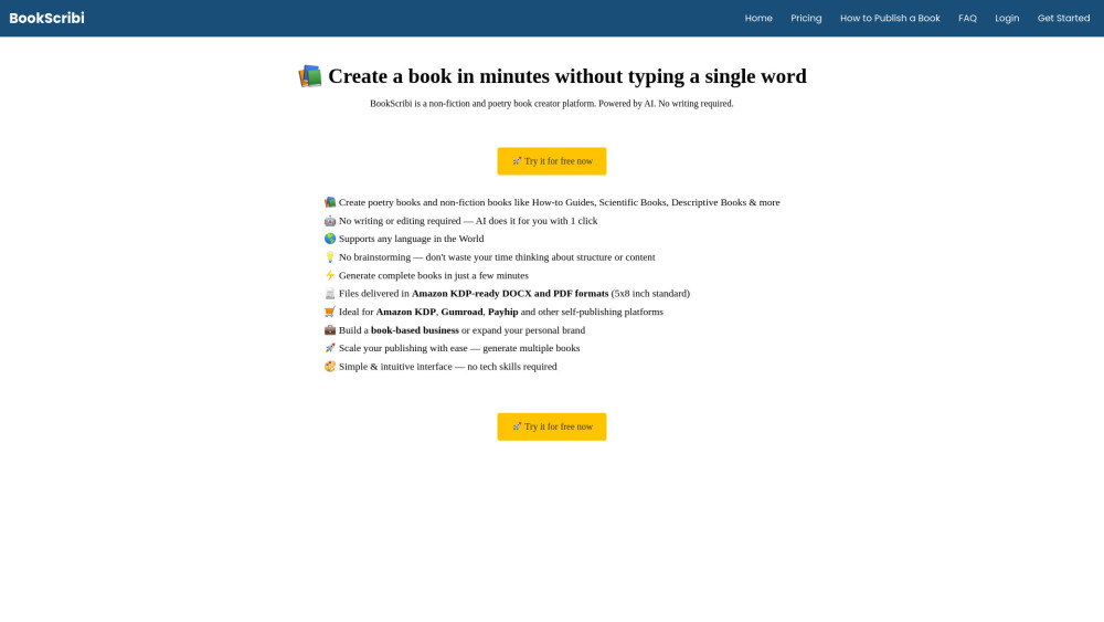 Bookscribi website screenshot