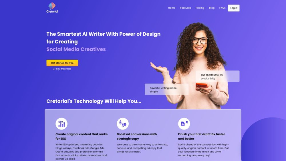 Cretorial Ai website screenshot