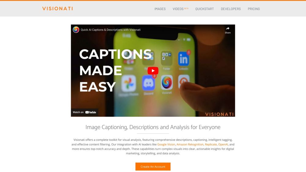 Visionati website screenshot