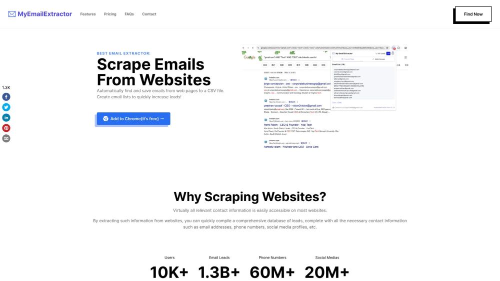 Free Email Extractor From Website website screenshot