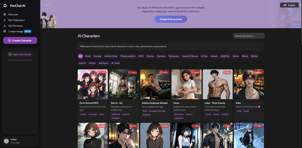 Povchat Ai website screenshot