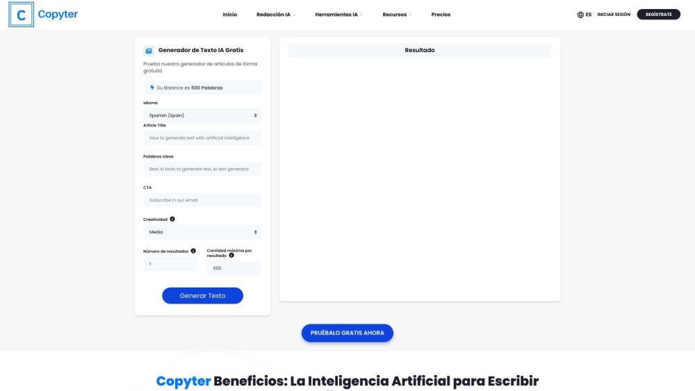 Copyter website screenshot
