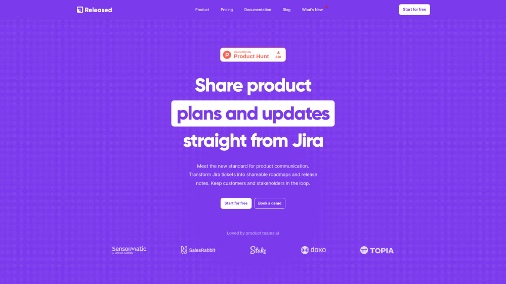 Released website screenshot