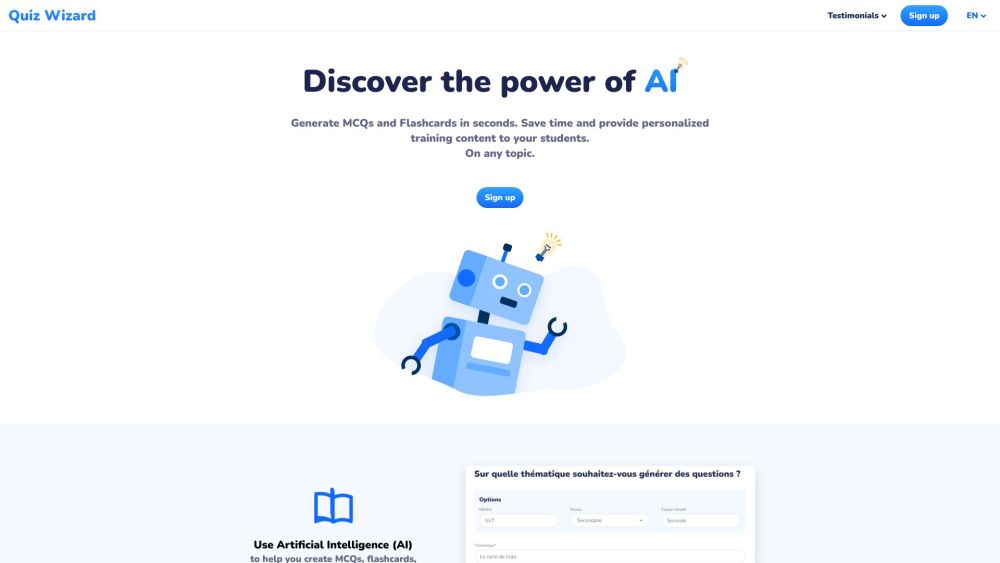 Quiz Wizard website screenshot