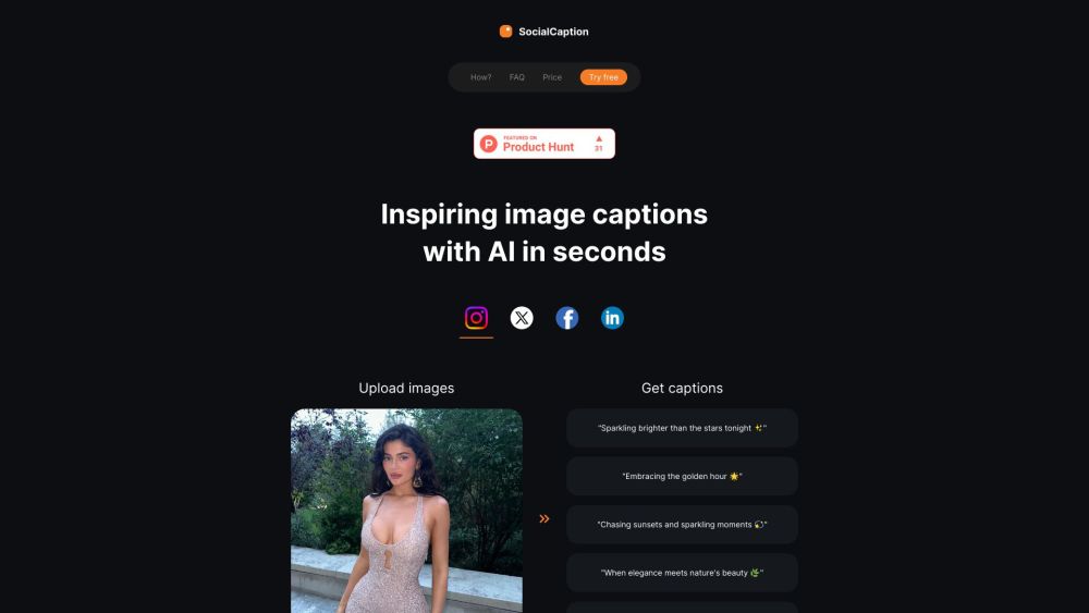 Social Caption website screenshot