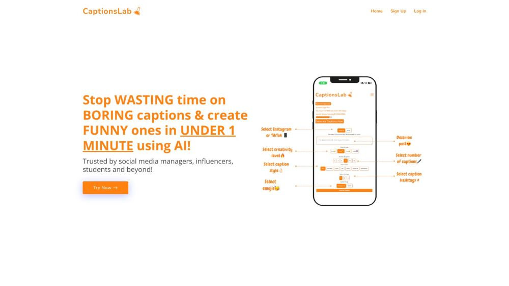Captionslab website screenshot