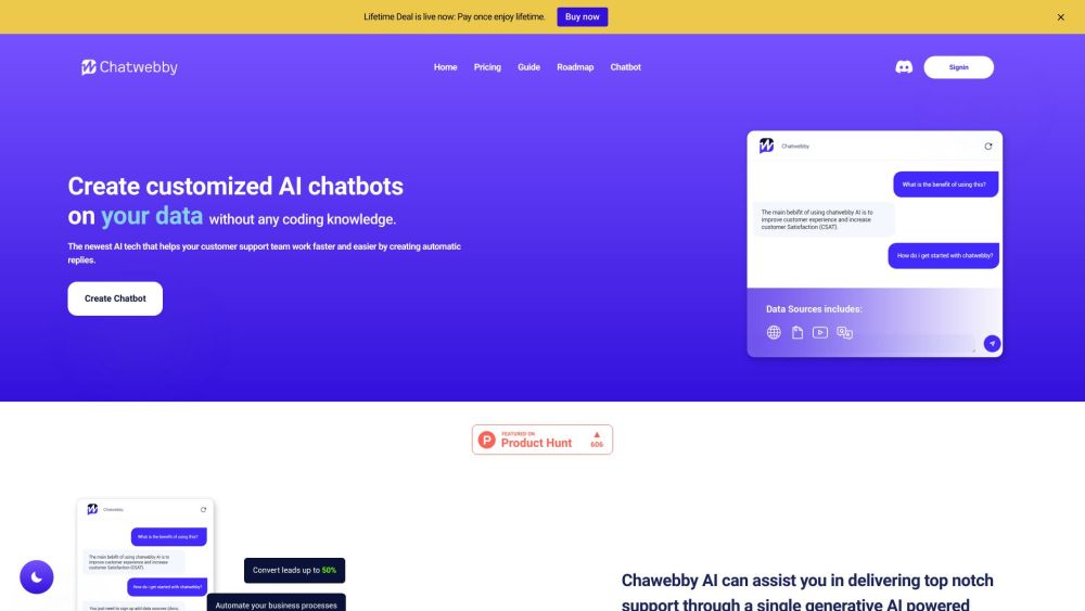 Chatwebby Ai website screenshot