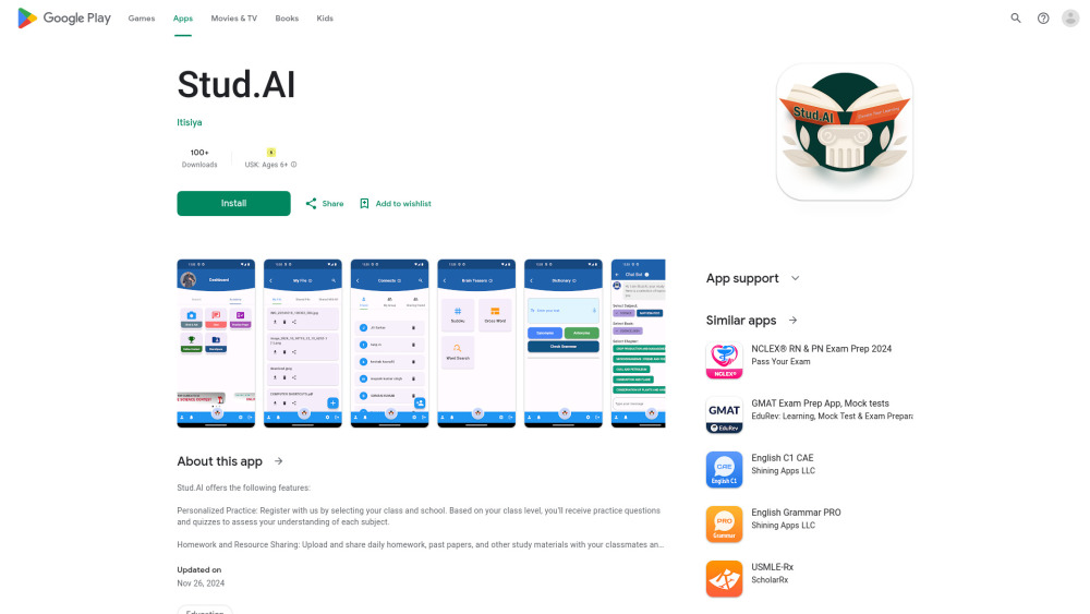 Stud Ai website screenshot