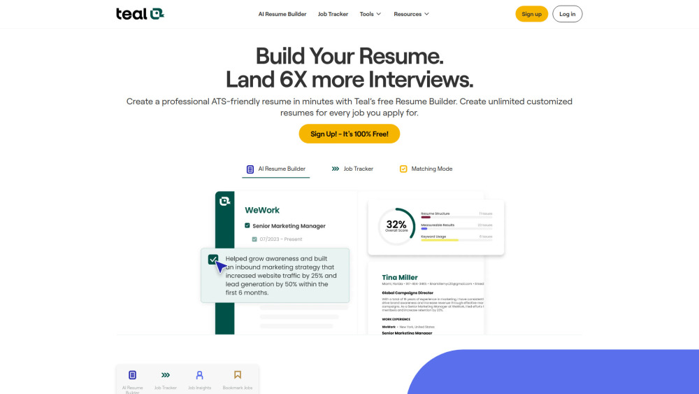 Teal website screenshot