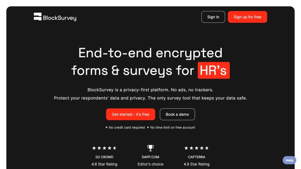 Block Survey website screenshot
