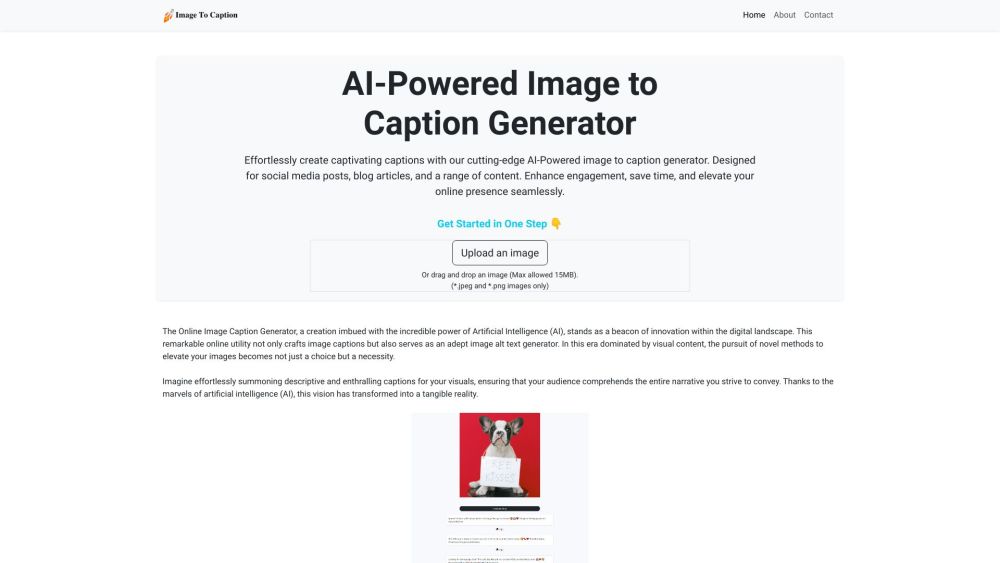 Image To Caption website screenshot