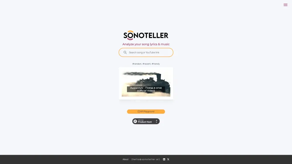 Sonoteller website screenshot
