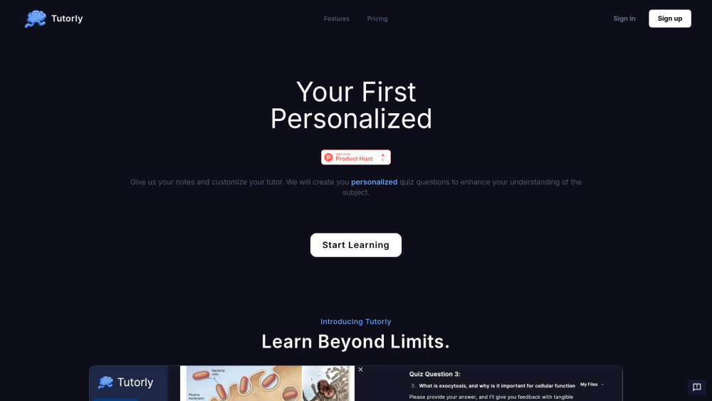 Tutorly website screenshot