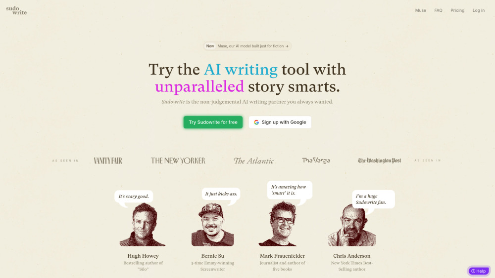 Sudowrite website screenshot