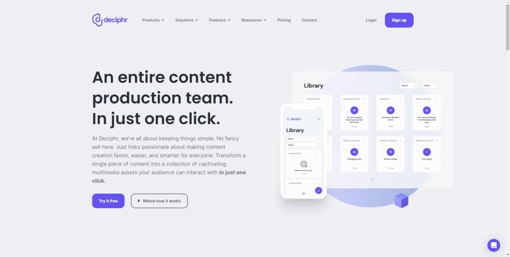 Deciphr website screenshot
