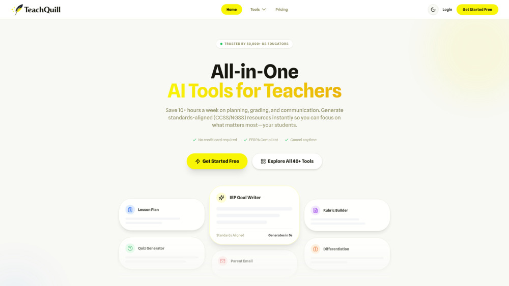 Teachquill website screenshot