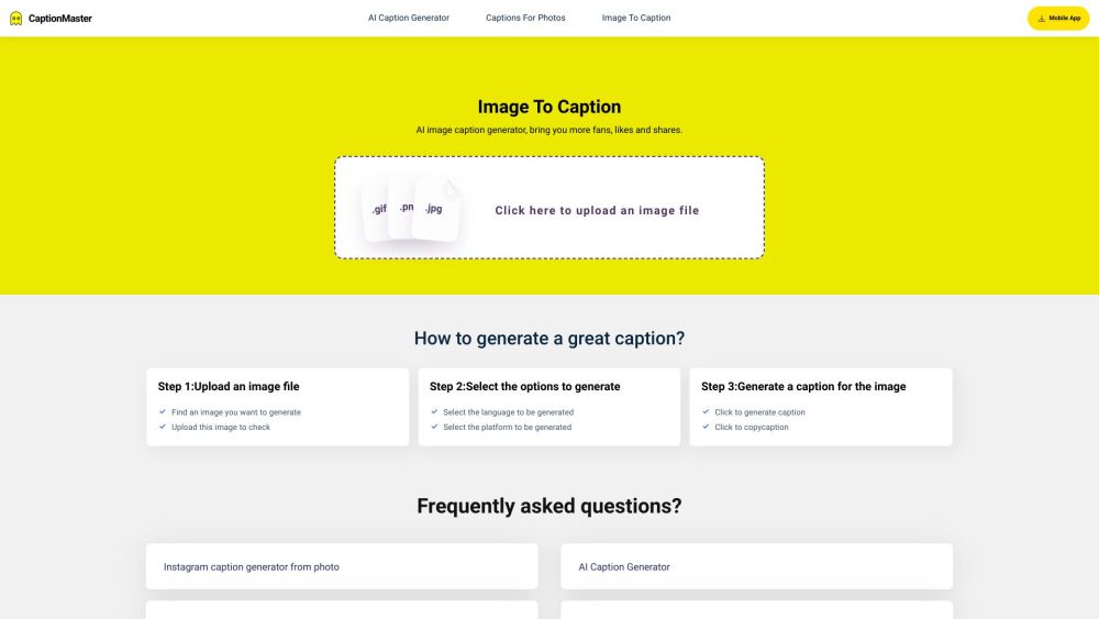Captionmaster website screenshot