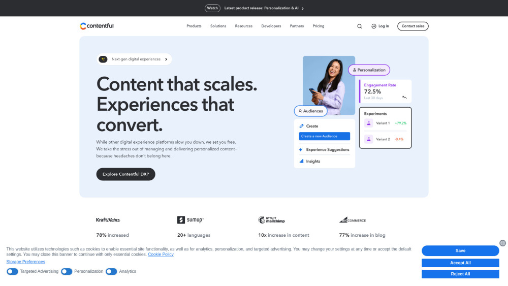 Contentful website screenshot
