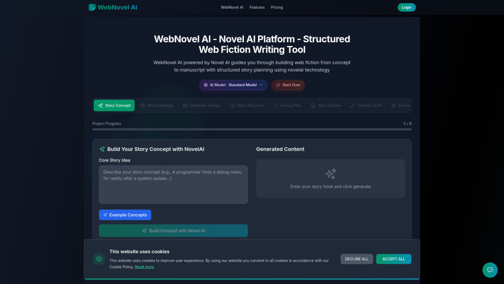 Webnovel Ai website screenshot