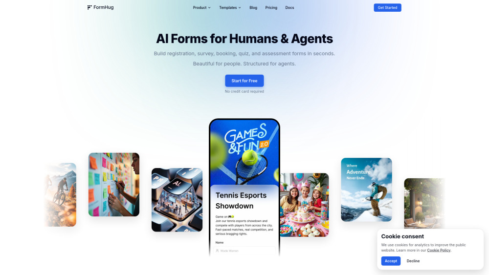 Formhug website screenshot