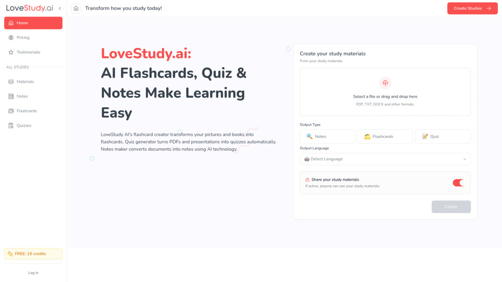 Lovestudy website screenshot