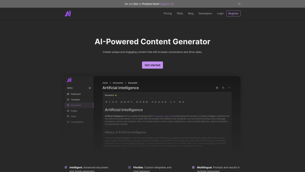 Aiwrita website screenshot