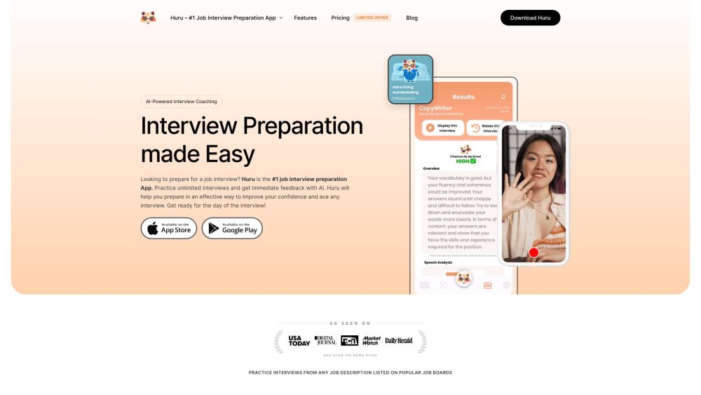 Huru website screenshot