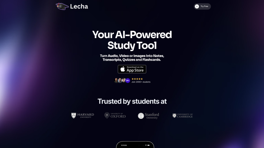 Lecha Ai Note Taker website screenshot