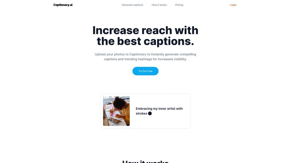 Captionary Ai website screenshot