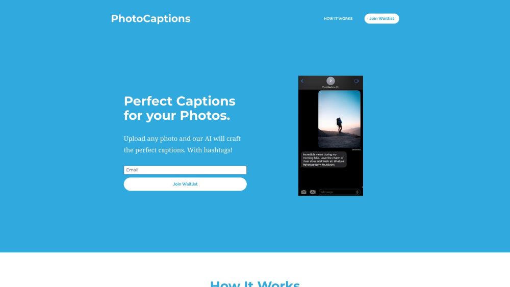 Photocaptions Ai website screenshot
