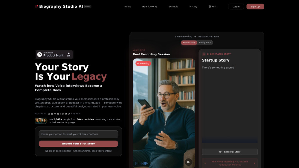 B website screenshot