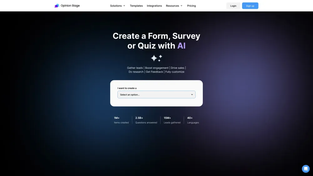Opinion Stage Ai website screenshot