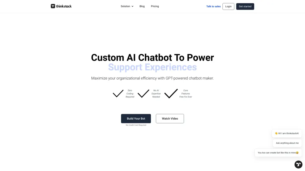 Thinkstack Ai website screenshot
