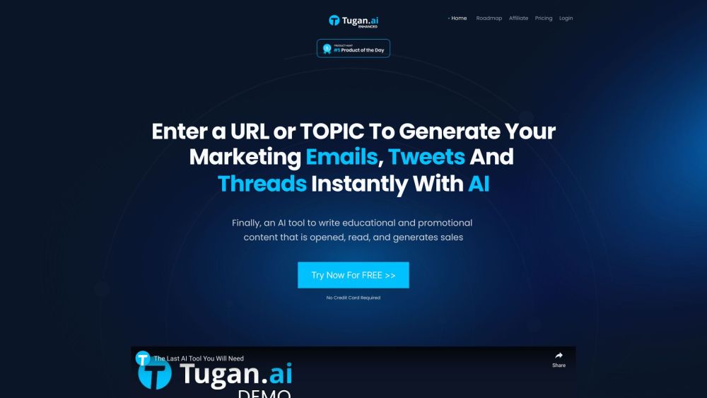 Tugan Ai website screenshot