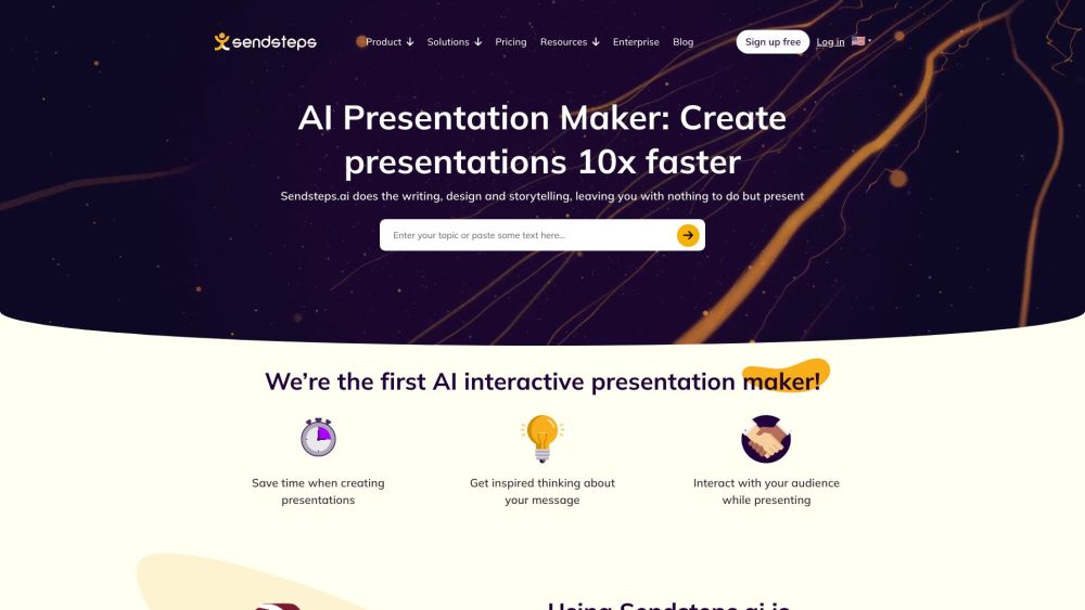 Sendsteps Ai First Ai Presentation Tool website screenshot