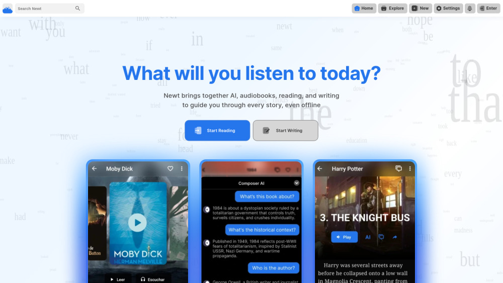 Newt website screenshot