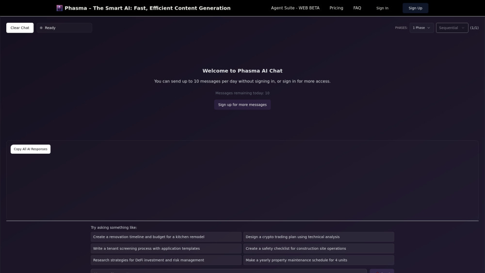 Phasma website screenshot