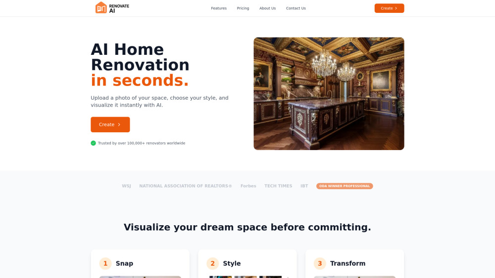 Renovate Ai website screenshot