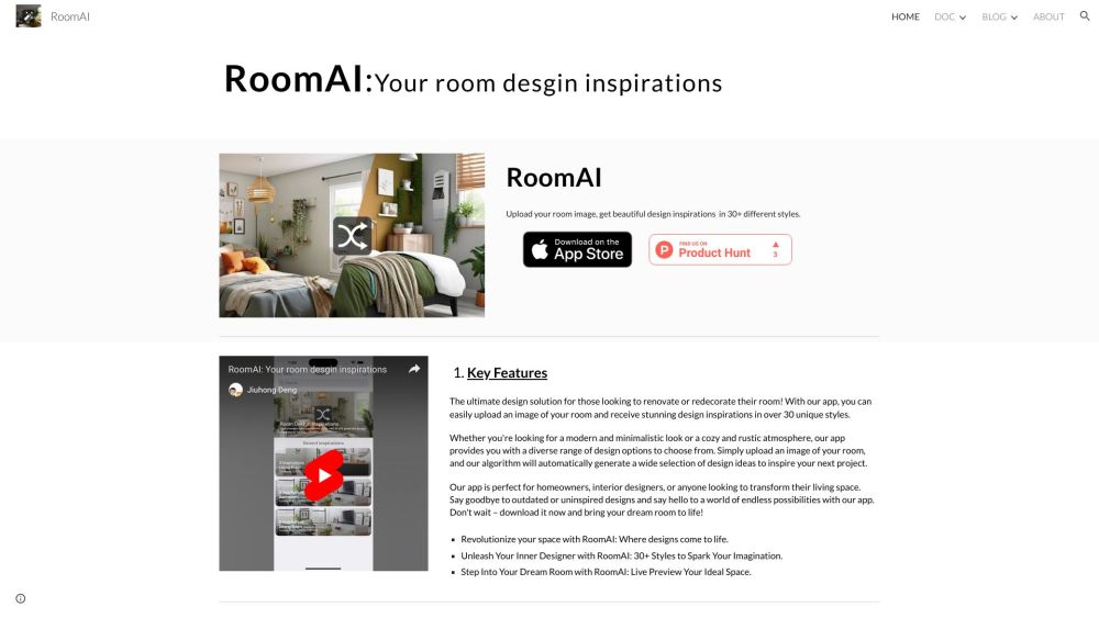 Roomai website screenshot