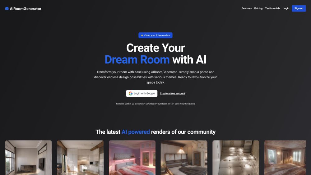 Ai Room Generator website screenshot
