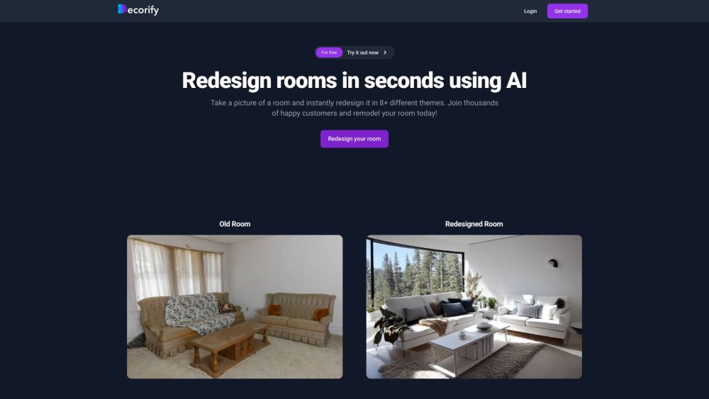 Decorify website screenshot