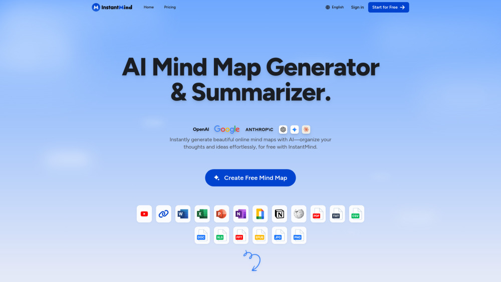 Instantmind website screenshot