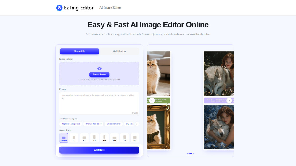 Ez Img Editor website screenshot