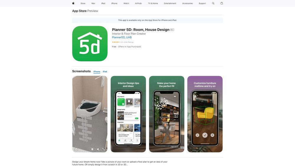 Planner 5D Aka Lensa For Interior Design website screenshot